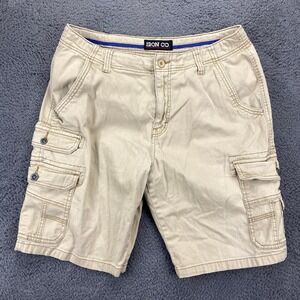 IRON CO.‎ Mens Cargo Shorts Size 34 British Khaki Cotton Blend Casual